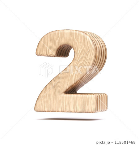 Plywood font Number 2 TWO 3D Plywood font Number 2 TWO 3D 118501469