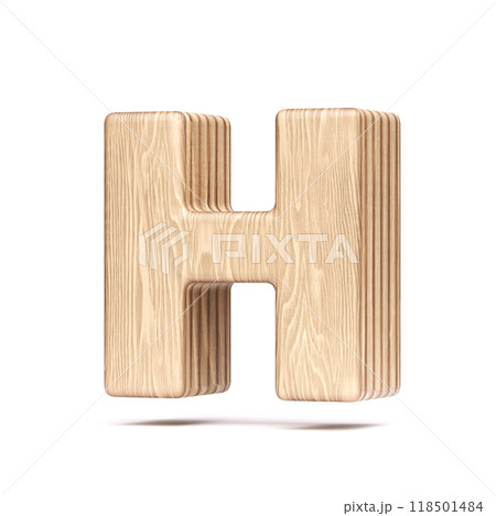 Plywood font Letter H 3D Plywood font Letter H 3D 118501484
