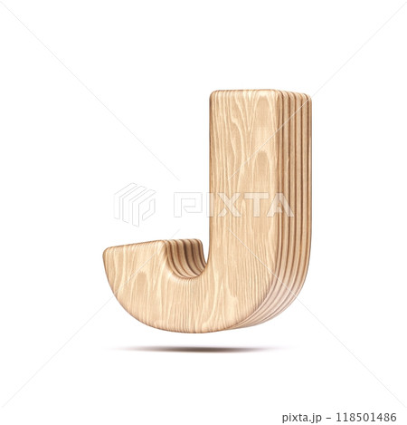 Plywood font Letter J 3D Plywood font Letter J 3D 118501486
