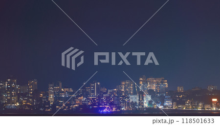 Mumbai, India. Evening City Skyline From Marine Drive , , . Skyscrapers In Night Illuminations. Night City Life. Back Bay Coast Of Mumbai City. Mumbai Night Skyline 118501633