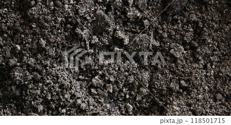 Black Soil Dirt Background Texture, Natural Pattern Black Soil Dirt Background Texture, Natural Pattern 118501715