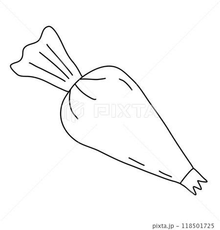 Pastry bag with cream, doodle style flat vector outline for coloring book 118501725