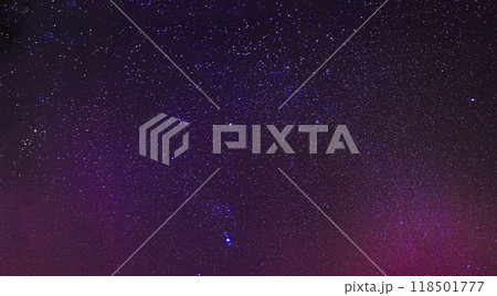 Night Starry Sky Background. Night View Of Natural Glowing Stars in magenta purple colors 118501777