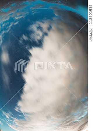 Super fisheye wide angel lens view - Cloudy Night Starry Sky With Glowing Stars. Bright Glow Of Sky Stars And Galaxy. Natural Background Backdrop Super fisheye wide angel lens view - Cloudy Night Starry Sky With Glowing Stars. Bright Glow Of Sky Stars And Galaxy. Natural Background Backdrop 118501955