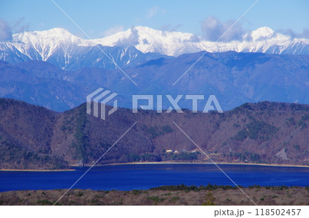 冬の本栖湖と白根三山 118502457