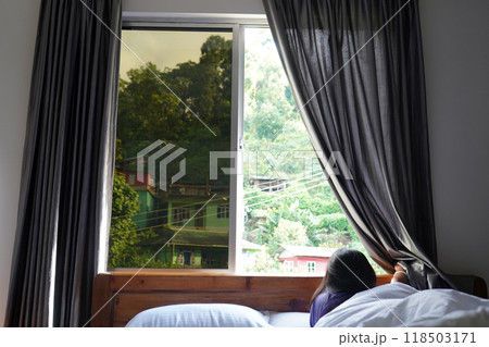 Beautiful view of Mountain and Nature from Open Window at East Sikkim Lingtham 118503171