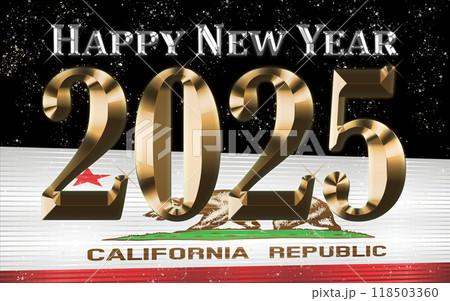 Happy New Year 2025 with California flag Happy New Year 2025 with California flag 118503360