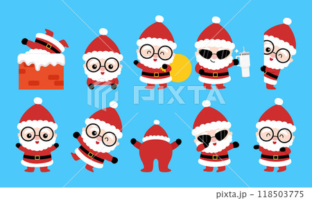 Cute Santa Claus clip art collection 118503775