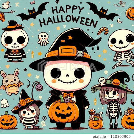 ハロウィン背景のかわいいハロウィンイラスト ハロウィン背景のかわいいハロウィンイラスト 118503900