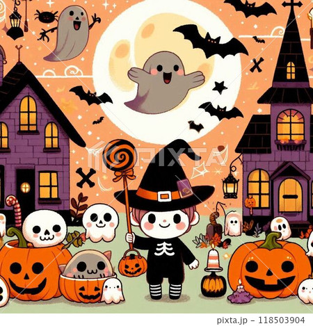 ハロウィン背景のかわいいハロウィン 118503904
