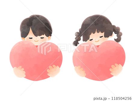 ハートを持つ笑顔の子供 ハートを持つ笑顔の子供 118504256