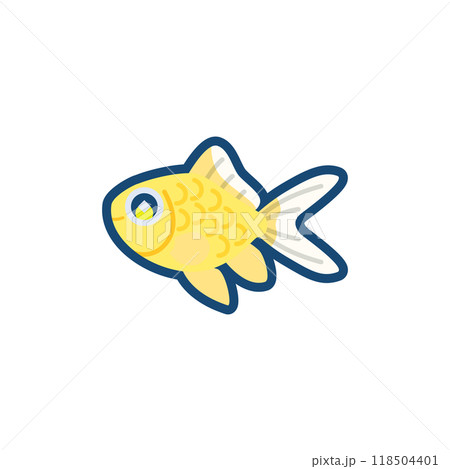 かわいい金魚(イエローコメット)のイラスト かわいい金魚(イエローコメット)のイラスト 118504401