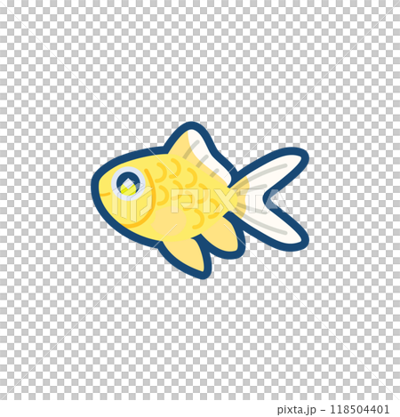 かわいい金魚(イエローコメット)のイラスト かわいい金魚(イエローコメット)のイラスト 118504401