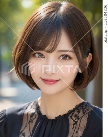 公園で優しく微笑む女性 公園で優しく微笑む女性 118504836