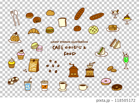 Color illustration material of various miscellaneous goods and food Color illustration material of various miscellaneous goods and food 118505172