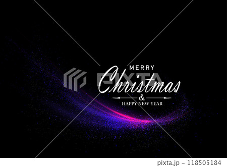 Merry Christmas. Isolated arc of blue and red gradient with tinsel on black background Merry Christmas. Isolated arc of blue and red gradient with tinsel on black background 118505184
