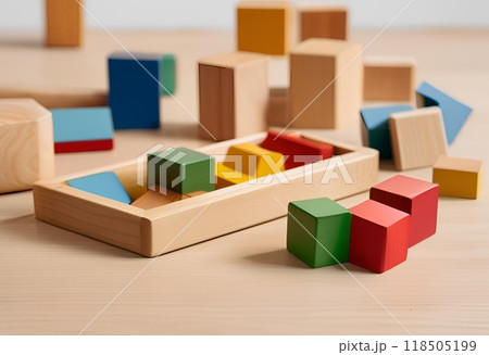 Colorful wooden toy for learning.AI Generated 118505199