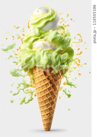 Indulge in a Delicious Green Soft Serve Ice Cream Indulge in a Delicious Green Soft Serve Ice Cream 118505386