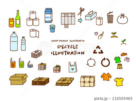 リサイクルのシンプルカラーイラストアイコンセット 118505465