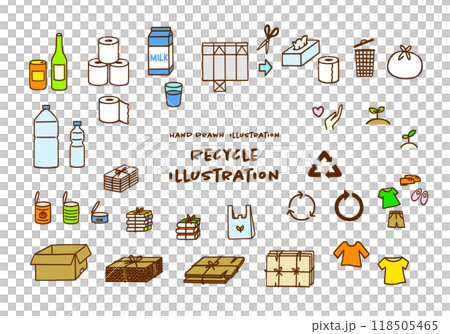 リサイクルのシンプルカラーイラストアイコンセット 118505465