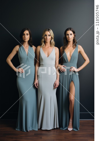 Bridesmaids fashion. Three elegant women 118505746