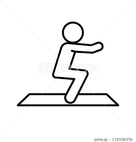 トレーニングマットの上でスクワットをする人のアイコン トレーニングマットの上でスクワットをする人のアイコン 118506356