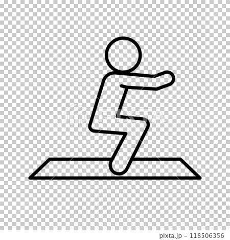 トレーニングマットの上でスクワットをする人のアイコン トレーニングマットの上でスクワットをする人のアイコン 118506356