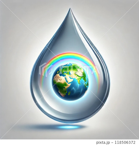 水滴地球に掛かる虹 118506372