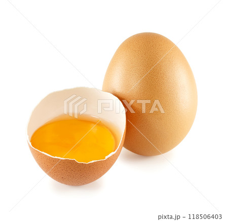 Broken egg isolated on white background Broken egg isolated on white background 118506403