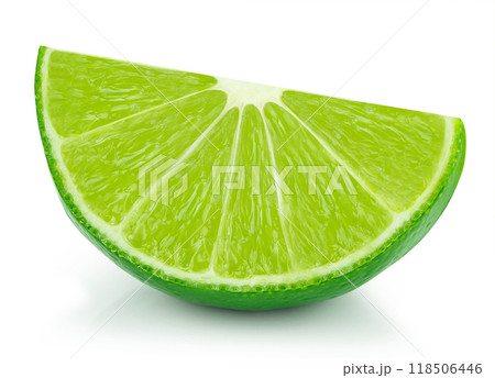 Lime slices isolated on white background 118506446