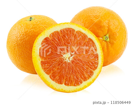 Orange fruit isolated on white background 118506449