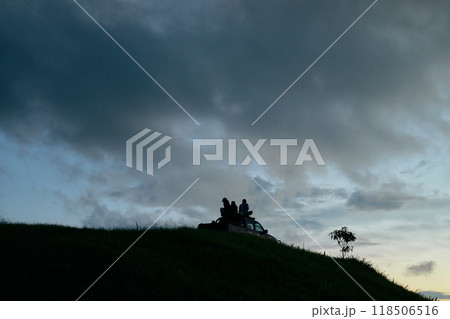 Silhouette of the person on the high mountain Silhouette of the person on the high mountain 118506516