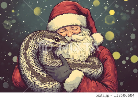 Santa Claus and snake, Christmas and New Year's Eve 2025 118506604