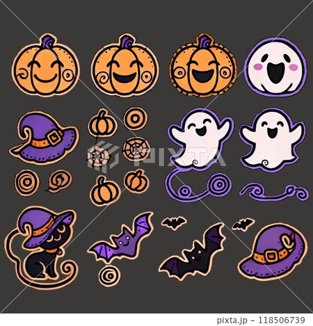 かわいいハロウィンのアイコンセット 118506739