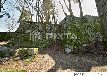 奈良県　大和国「高取城」本丸の石垣と曲輪の様子 118507172