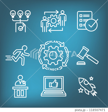 Plan Do Check Act Business Strategy - a Procedure for Continuous Improvement Icon Set PDCA 118507471