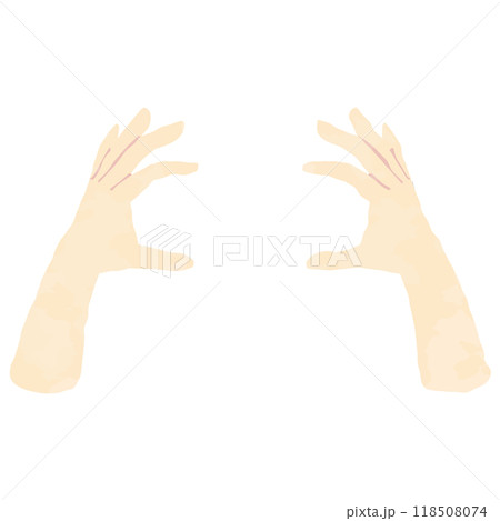 両手でスマホ等を持つしぐさパーツ　水彩風 118508074
