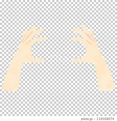 両手でスマホ等を持つしぐさパーツ　水彩風 118508074