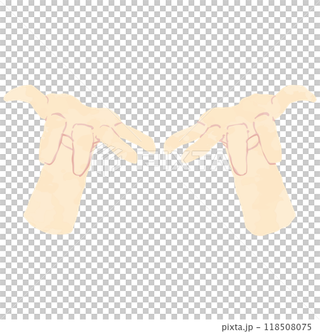 雙手展開、手掌朝上的手勢部分，水彩風格 118508075