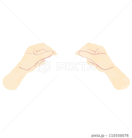 両手でつまむしぐさパーツ　水彩風 118508076