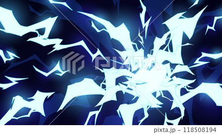 雷が爆発するエフェクトの背景イラスト_16:9_水色 118508194