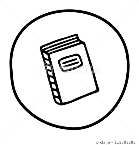 Doodle book icon handdrawn with ink pen. Knowledge and education symbol 118508295