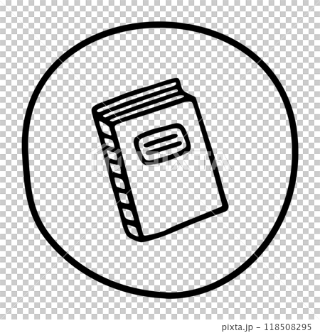 Doodle book icon handdrawn with ink pen. Knowledge and education symbol 118508295