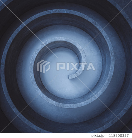 Abstract concrete spiral ramp swirling inward 118508337