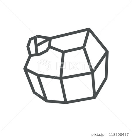 Metal Ore Icon. Thin Line Illustration of Metal Ore or Mineral Stone Representing Mining, Raw Materials, and Industry. Perfect for Industrial and Resource-Related Designs. 118508457