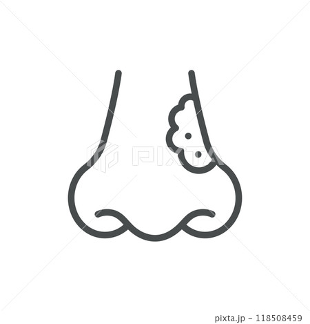 Nasal Cancer Icon. Thin Line Illustration of Nose with Tumor Symbol Representing Cancer. Medical Vector Sign for Nasal Tumor and Oncology. Nasal Cancer Icon. Thin Line Illustration of Nose with Tumor Symbol Representing Cancer. Medical Vector Sign for Nasal Tumor and Oncology. 118508459