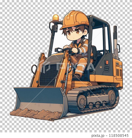 ブルドーザーに乗る作業員 118508545
