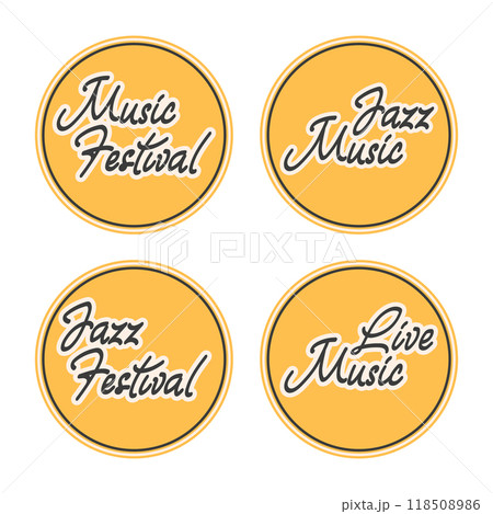 Collection of music signs with calligraphic letterings for jazz live music posters. Set of hand drawn music inscriptions. Illustration Collection of music signs with calligraphic letterings for jazz live music posters. Set of hand drawn music inscriptions. Illustration 118508986