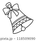 Christmas bell with a bow outline image 118509090