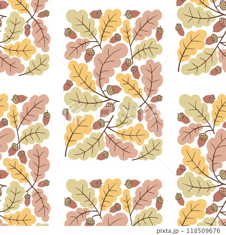 Tile pattern with autumn leaves in retro 60s style 118509676
